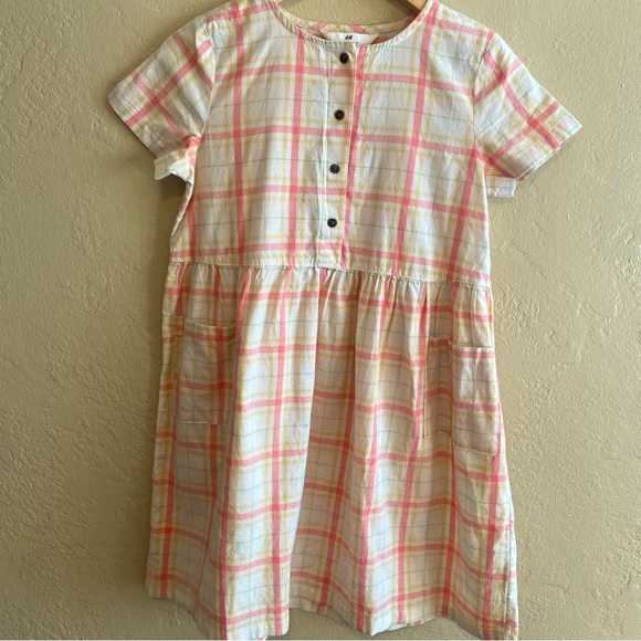 ☀️5/25☀️ NWT H & M Plaid Patterned Cotton Dress with Pockets | Girl’s Size 10 - Picture 5 of 7